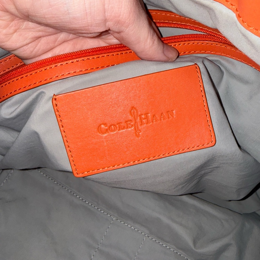 Come Haan Straw Tote with Orange Leather Trim - Picture 5 of 6
